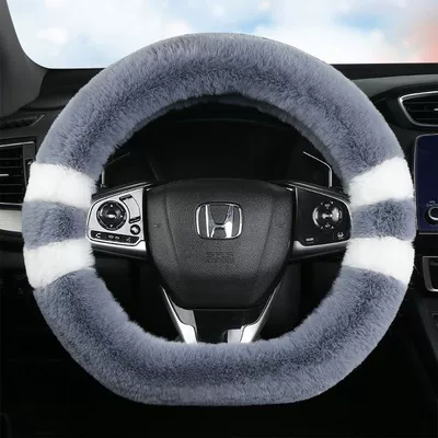 Fur Integrated Handle Cover – Steering wheel cover - gray-type-d-38cm