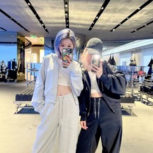 大王水晶烫钻连帽衫女2025秋冬宽松抽绳拉链卫衣外套休闲口袋