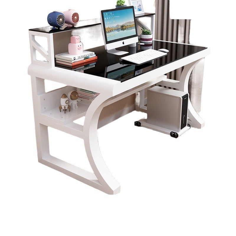 Computer Desktop Table Bedroom Small Apartment Modern Simple Tempered Glass Home Student Writing E-Sports Office Desk