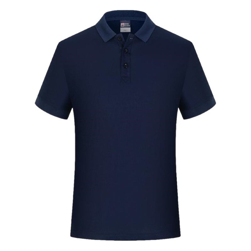 Color sólido azul marino G ropa de trabajo manga corta impreso verano puro algodón trabajo camisa polo fijo LOGO casual