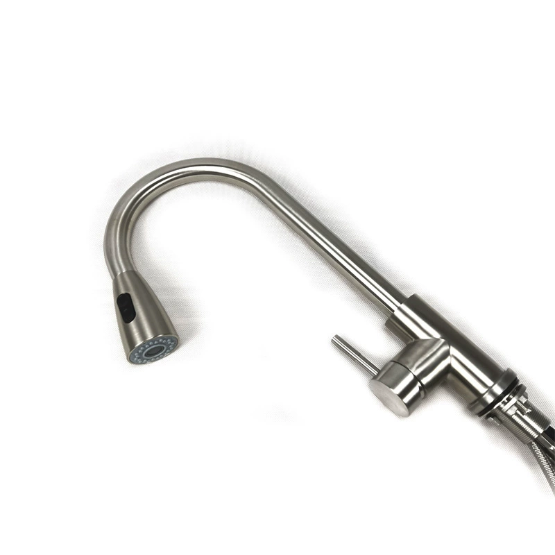 Kitchen 304 stainless steel pumping and hot -cold water faucet rotating brushed kitchen washing basin water tank telescopic faucet