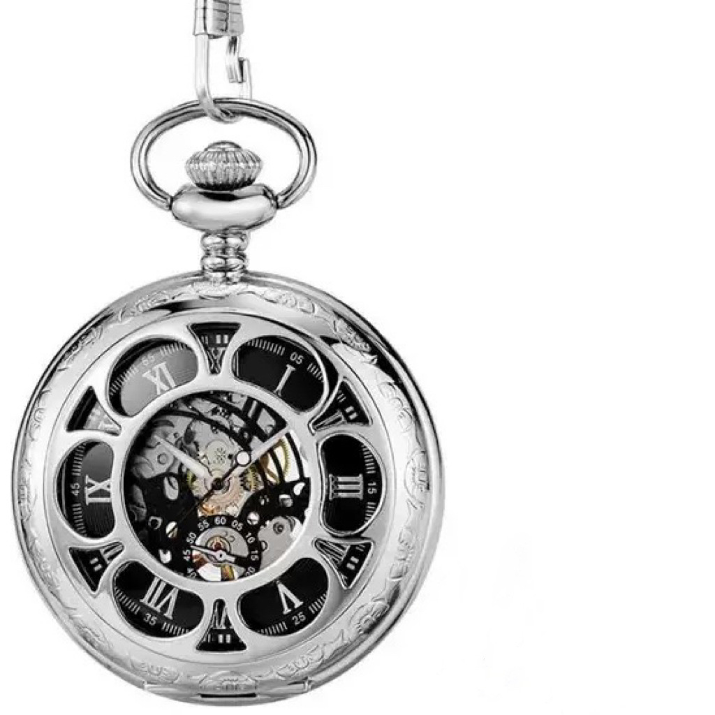 メタルホワイトポリッシュダブルオープンカバー機械式懐中時計レトロ光沢のある学生ギフト記念懐中時計