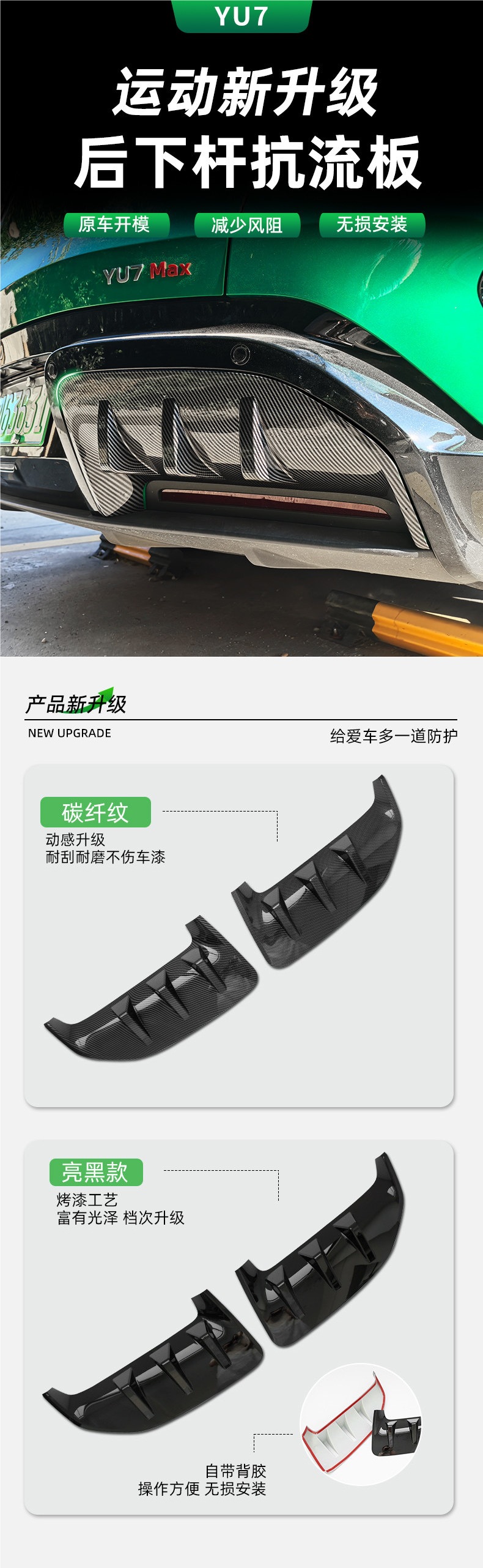 Suitable for Xiaomi YU7 car rear lip, rear lower bumper spoiler trim, car exterior decoration modification accessories