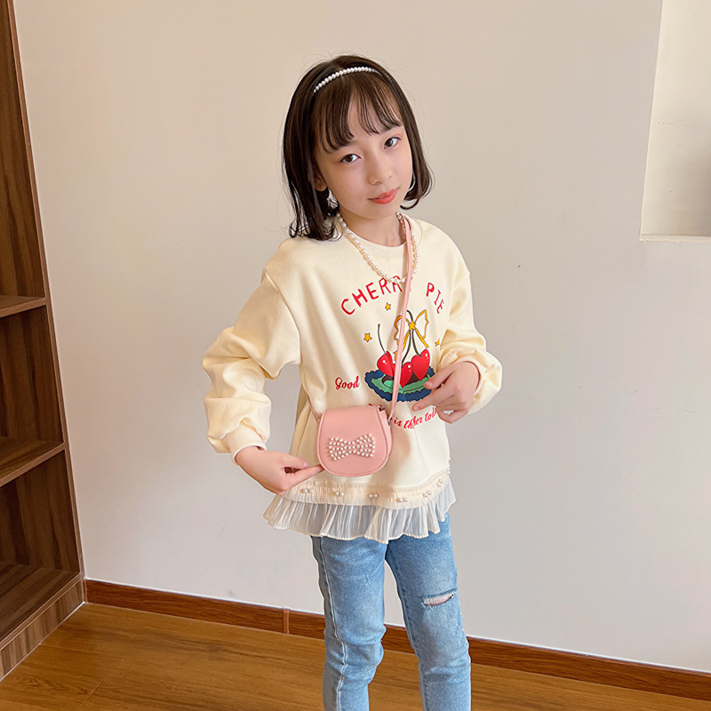 Bolsos de hombro coreanos para niños y niñas, estilo extranjero mini arco de perlas, bolsos de mochila para niños, 2024 nuevos bolsos para niños