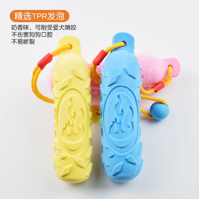 Suministro directo de fábrica perros grandes, medianos y pequeños roer los dientes de limpieza palo de juguete leche sabor TPR espuma dientes de molienda palo de juguete para mascotas