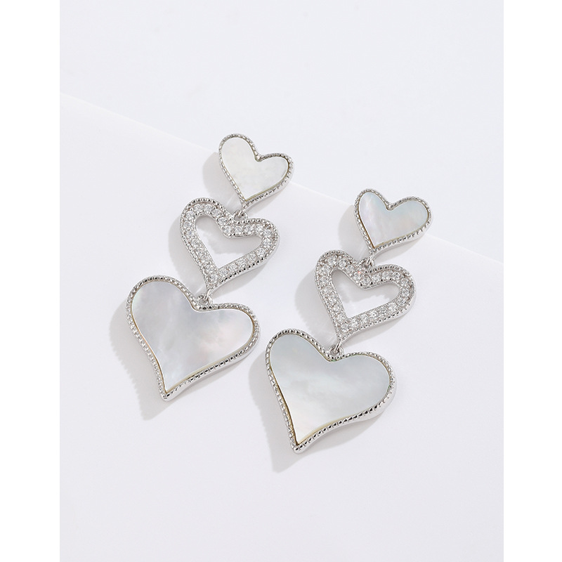 Preciosos pendientes de concha para mujer 925 plata esterlina nicho melocotón corazón pendientes 2023 nuevos pendientes de lujo ligero de alta calidad