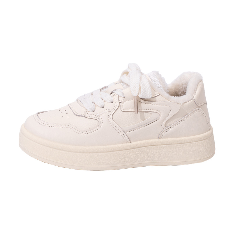Baja fuerza de retroalimentación de color sólido zapatos casuales de invierno minimalistas de viento con cordón de algodón de estilo universitario zapatos de skate cálidos