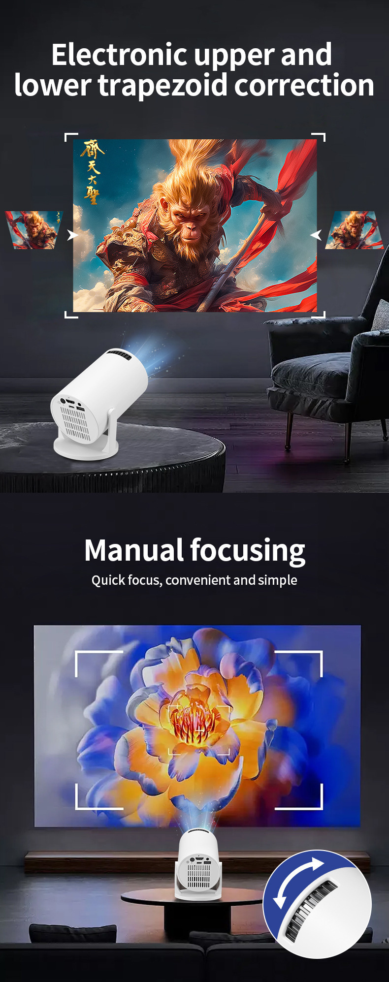 M5 Aynı Frekans Projektörü HY300 Taşınabilir Mini HD Kablosuz Kablolu Telefon Projeksiyon Kaynak Fabrika