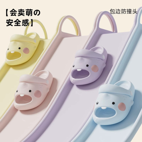 Children's Slippers for Girls, Cute Shark Tooth Summer Indoor Shower EVA Non-slip Cool Slippers for Toddlers with Lace-Up Holes