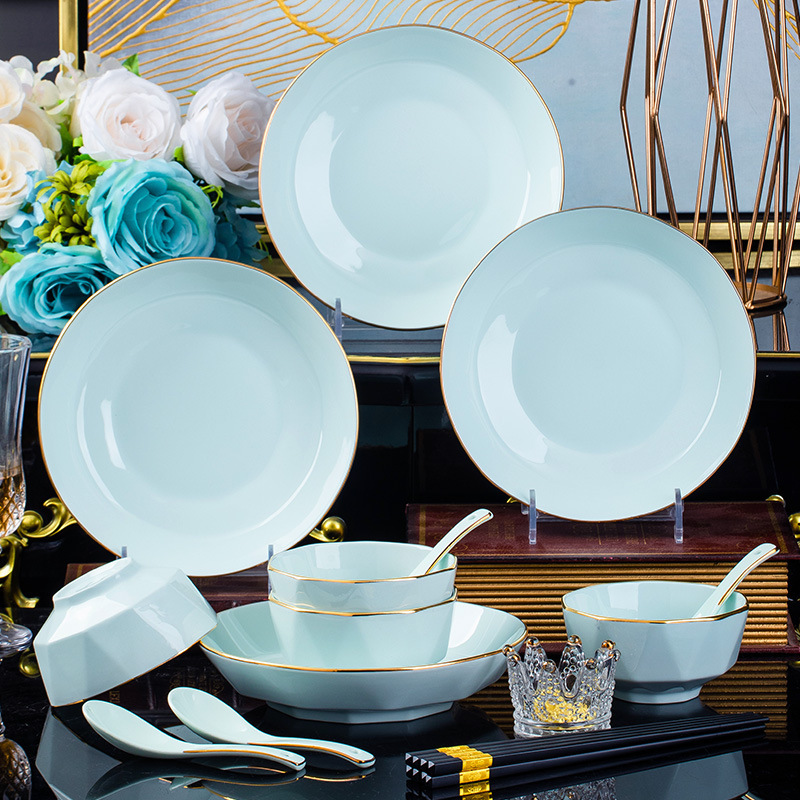 Jingdezhen Ceramic Tableware Dishes Set Underglaze Color 16-piece Set 18-piece Set Wholesale Activity Gift