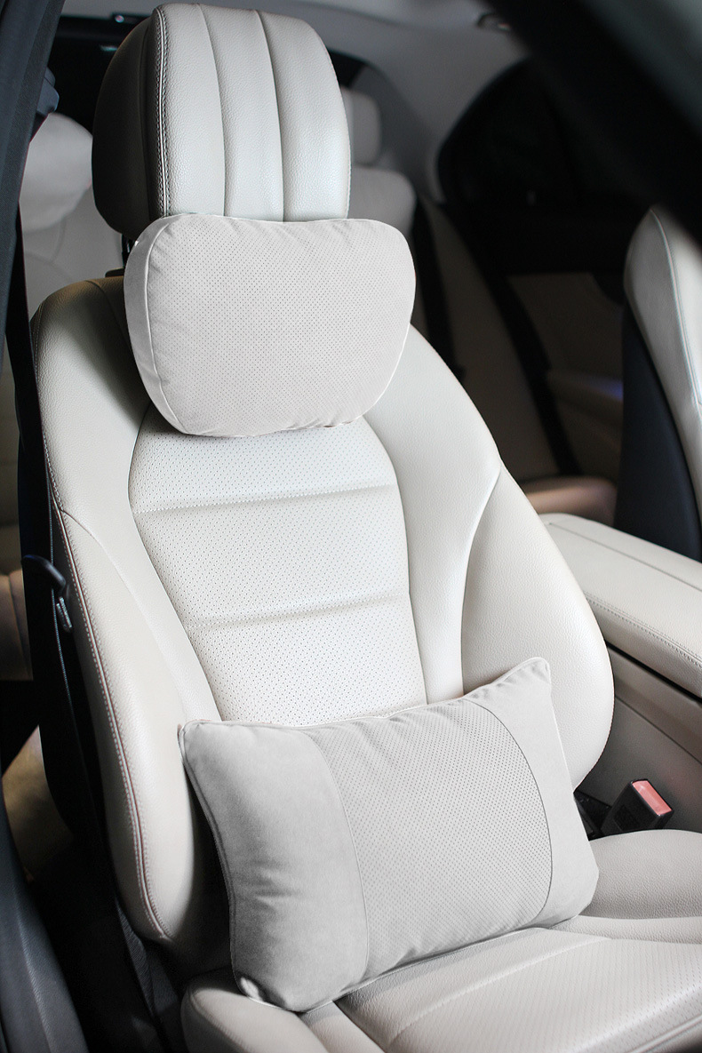 Punching headrest suede suitable for Mercedes-Benz S-Class Maybach punching neck pillow car pillow 5 series neck waist pillow