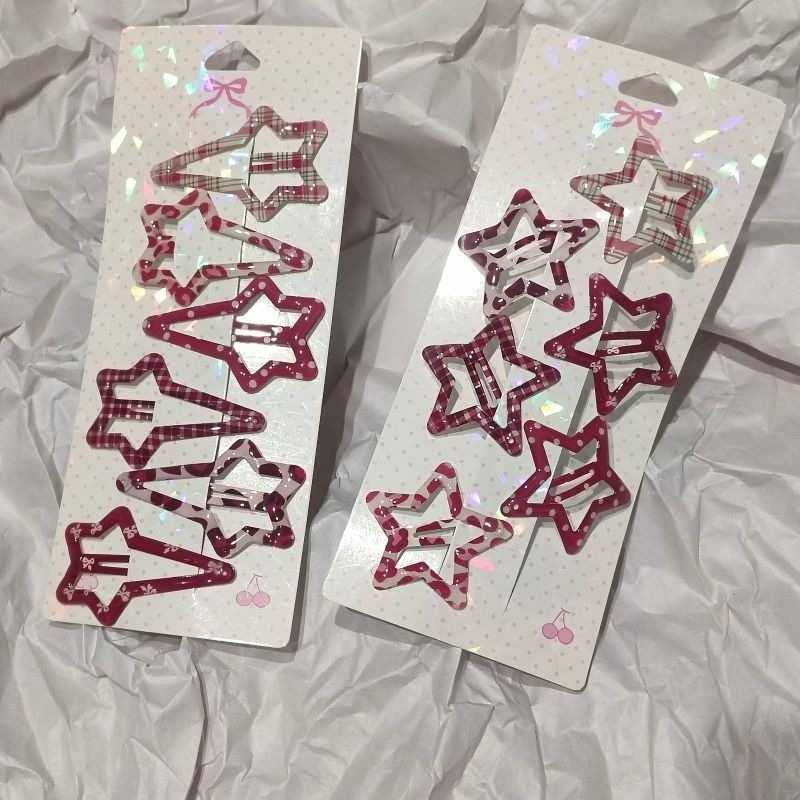 Clip de cabello rojo para niños goteo de aceite estrella BBQ estriado clip de pestaña de niña dulce clip de cabello de niña tocado