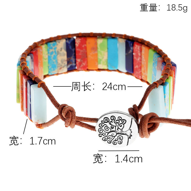 Longrui Amazon joyería transfronteriza imitación piedra natural pulsera de cuerda de cuero tejida a mano joyería de mano creativa bohemia