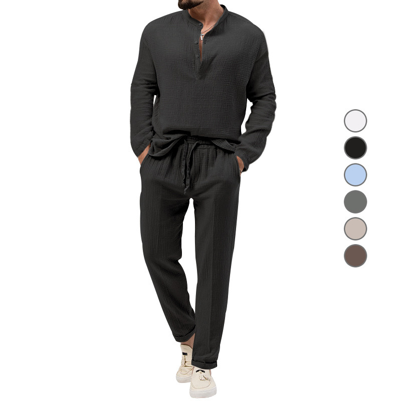 Monochrome Man- Cross-Border Foreign Trade Bestseller 2026 Spring Autumn Men's Solid Color Casual T-Shirt Long-Sleeve Shirt And_voghion.com