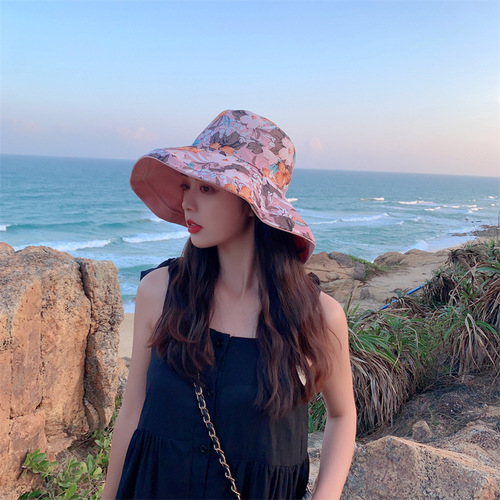 Fisherman Hat Women's Two-Sided Wear  Spring New Bucket Hat Sunshade Sunscreen Versatile Foldable Face-Smaller Casual Hat