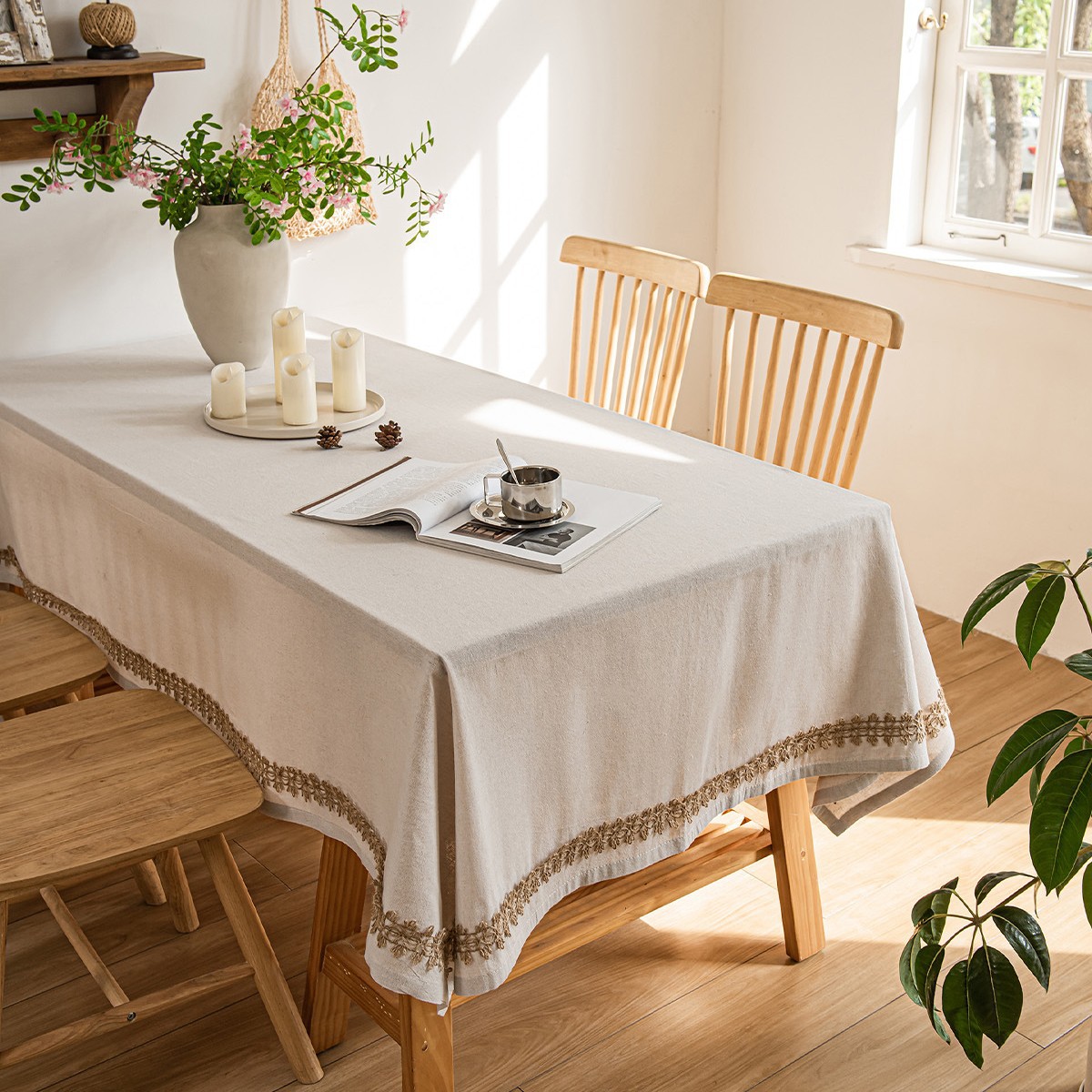 모조 린넨 + 대마 로프 레이스