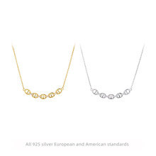 跨境热销s925纯银时尚法式欧美猪鼻子项链个性气质流行锁骨项链女