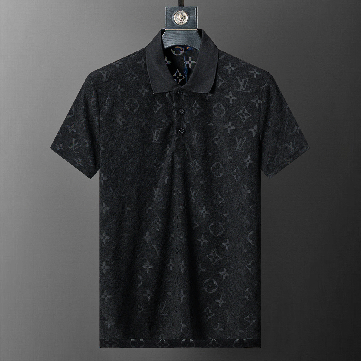 Cross-border versión correcta 26 nuevo polo para hombres color sólido negocios Jacquard casual con solapa de punto manga corta 1
