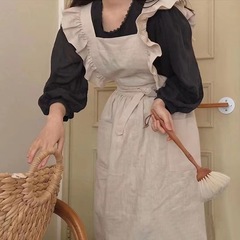 Foreign trade Korean version ins style ruffled French retro apron baking education art manicure smock milk tea coffee