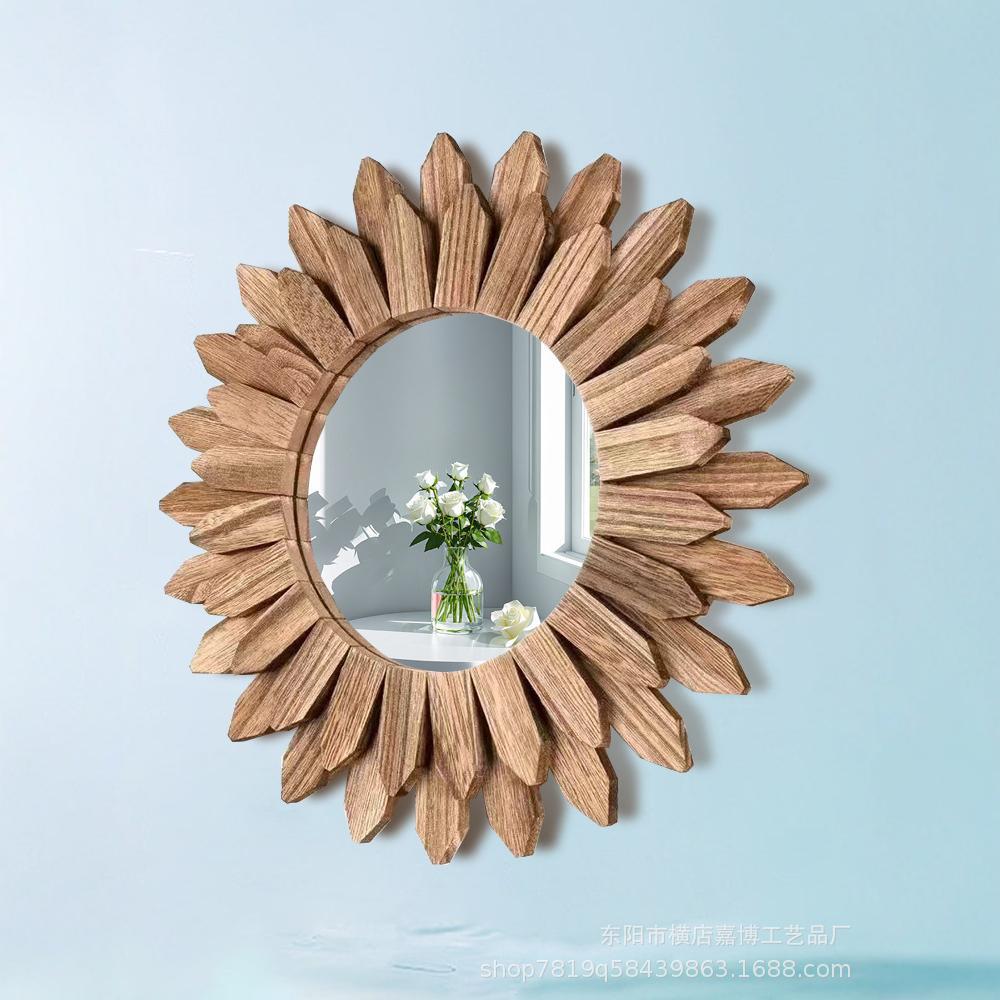 Espejo retro transfronterizo decorativo de estilo rústico vestidor colgante de pared espejo de viento occidental flor de pared belleza