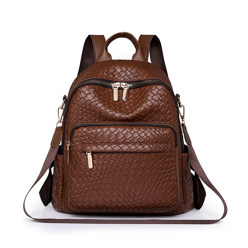 Fábrica al por mayor 2023 invierno nuevo estilo casual mujer cuero suave mochila de viaje multifuncional tejido de moda