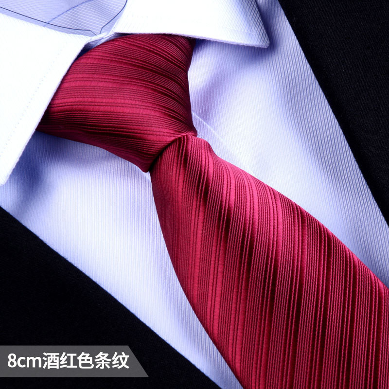 (핸드메이드 스타일) 버건디 스트라이프 타이 버건디