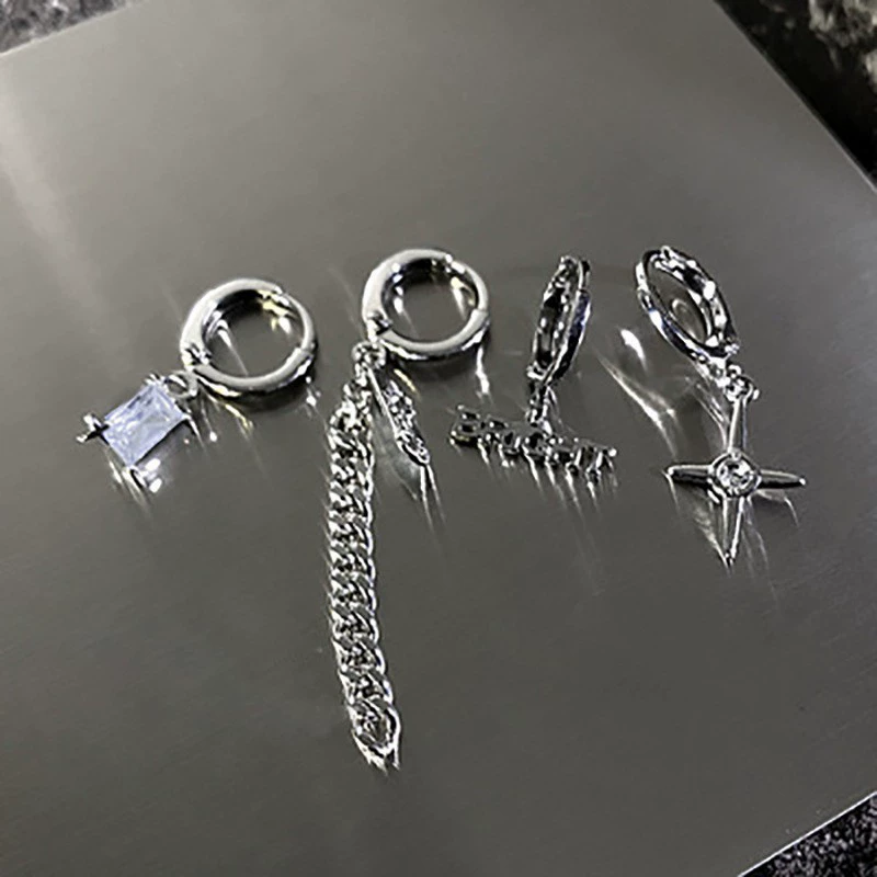 Earrings set 6-piece, European style simple elegant, metal fashion studs and dangles
