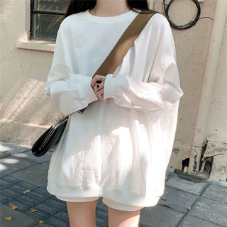 韩版宽松大码纯色薄款2026新款春秋长袖卫衣女装学生上衣服女