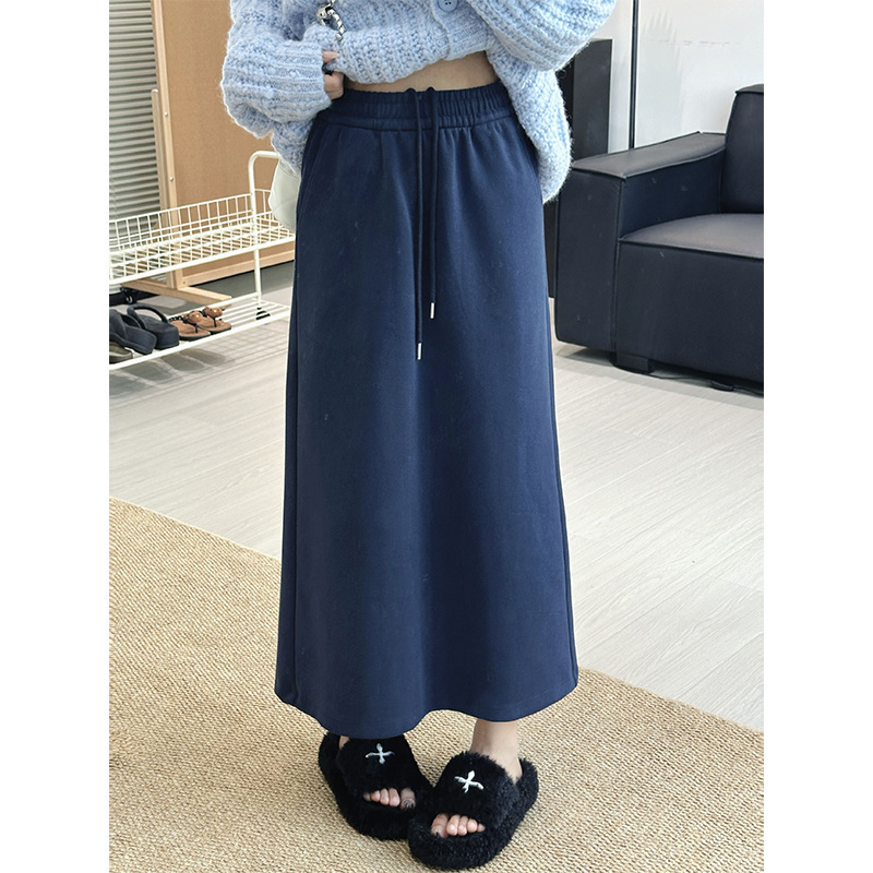 灰色开叉半身裙女2025春秋款中长款直筒修身包臀裙休闲运动卫裙子|undefined