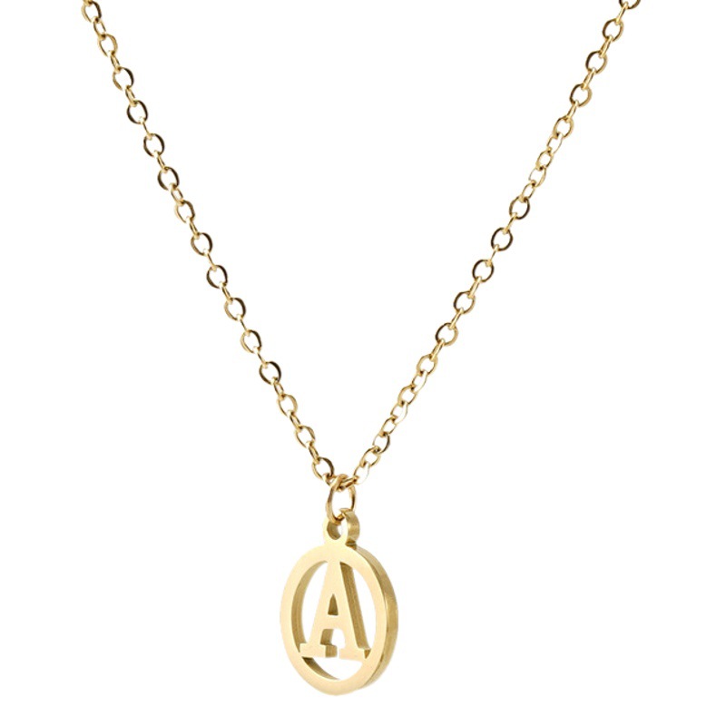 Moda europea y Americana simple de acero inoxidable carta collar femenino nicho diseño hueco colgante de acero de titanio 18K collar femenino