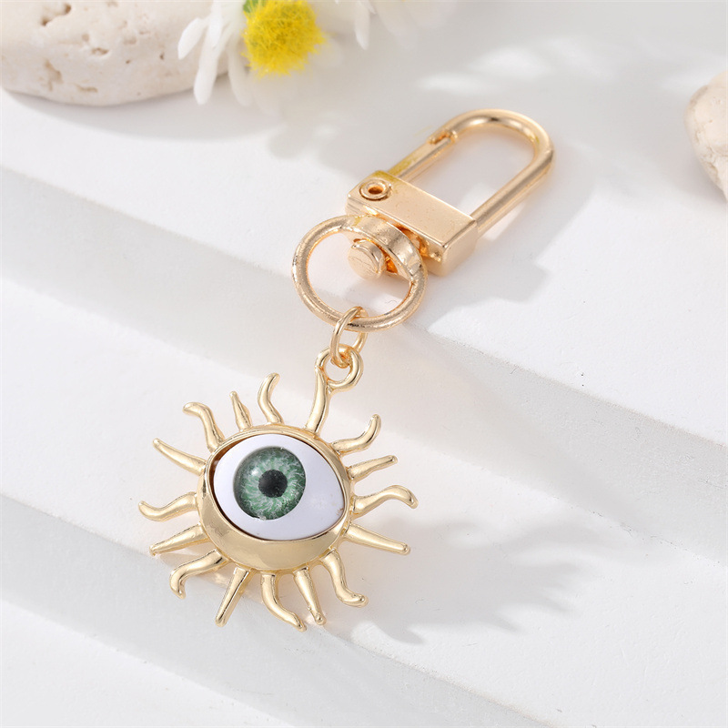 30g Weight Keychain Classification Alloy Material Eye Pattern Unisex Gender Plating Design Fashion Style Multicolor Color Alloy Base Support Diamond-embedded Colorful Devil's Eye Keychain Gold Electroplated Resin Patch Handbag Pendant 2