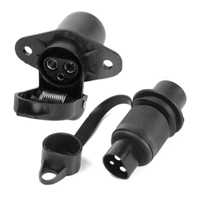 European-style car 3-hole plug 3-core socket trailer adapter truck interface RV power cord socket connector