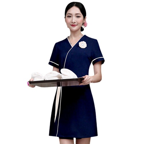 High-end breathable beauty salon work dress, health center foot bath foot therapy temperament skirt, slimming women's dress