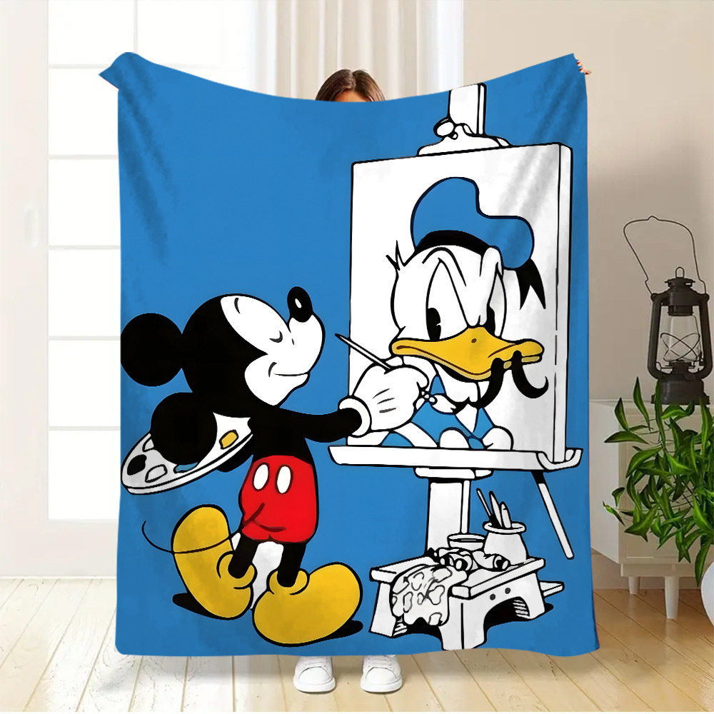 Transfronterizo TEMU Mickey Mouse flange manta suave cálida Mickey Mickey Mouse manta animada