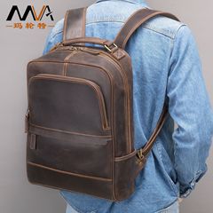 欧米のレトロな馬の皮のリュックサックの本革の男性はリュックサックの大容量の牛革の旅行カバンの男性を離れます。