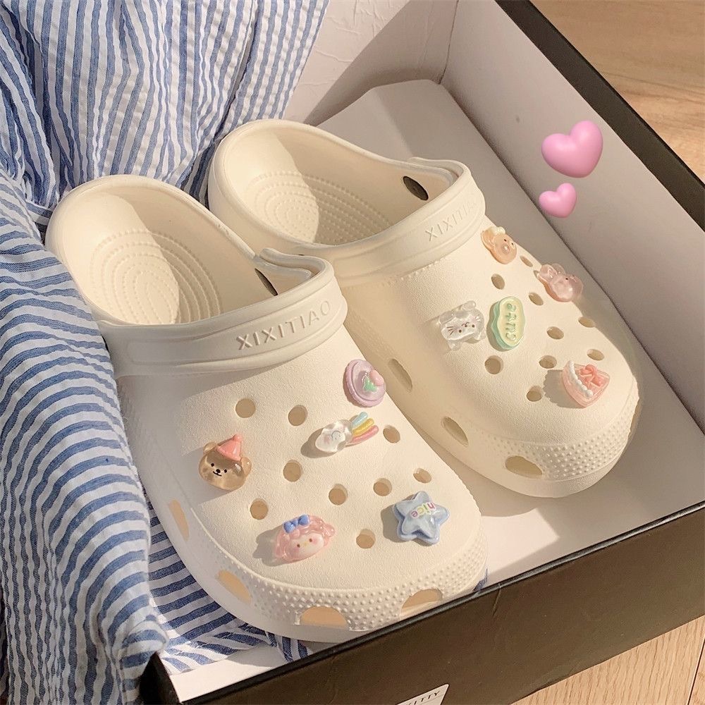 Nuevos dibujos animados arco iris oso agujero accesorios de zapatos Diy sigla estrella de cinco puntos arco iris zapatos flores accesorios botones de zapatos