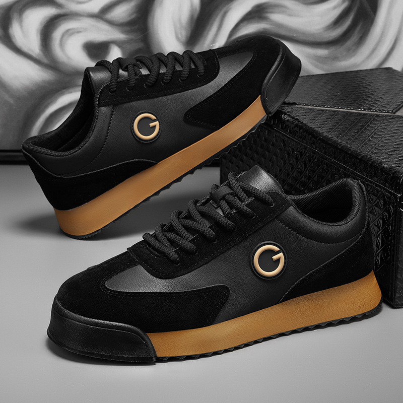 2026 New Men's Shoes, Large Size, Thick-Soled, Trendy, Sporty, Casual, Leather, Non-Slip, Forrest Gump Shoes_vogvips.com