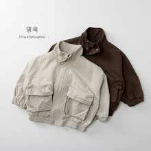 儿童工装长袖外套2025新款宝宝宽松韩版上衣男女童春秋百搭外套潮