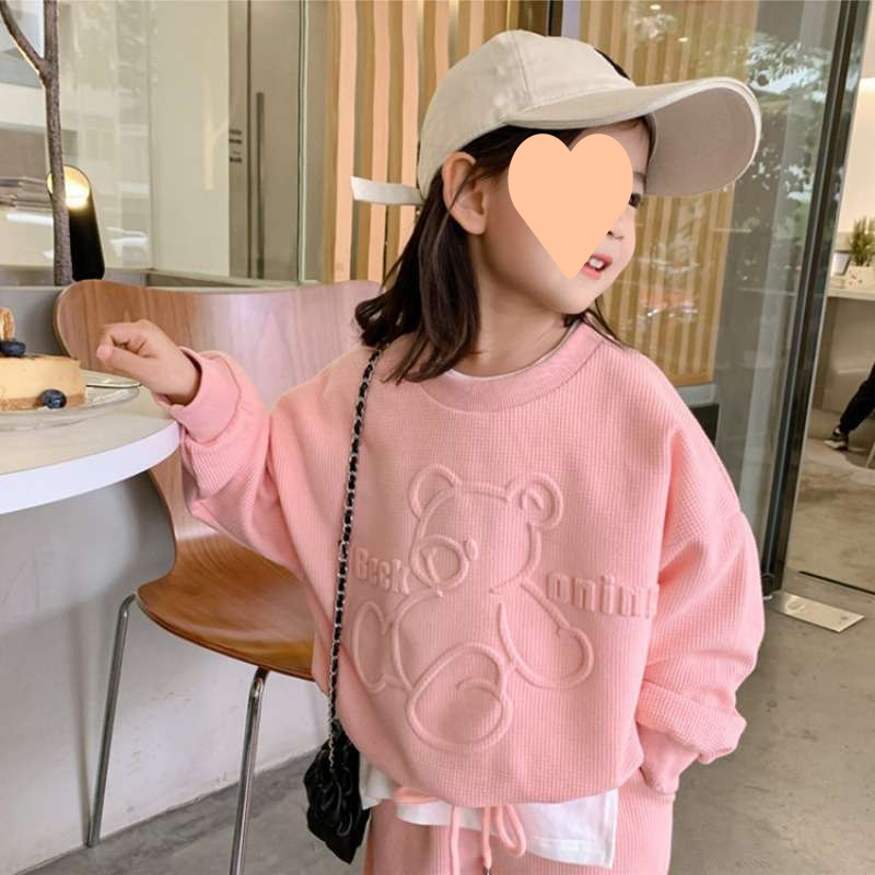 Ensemble sweat à capuche et pantalon long décontracté pour bébé fille (printemps/automne), motif oursons, vêtements pour tout-petits de 8 à 16 ans_voghion.com