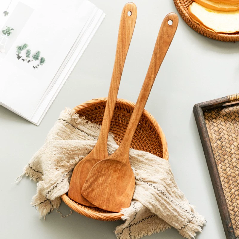 Large collection of special clearance origin and supply spatulas, kitchen spatulas, beech wood, kemuhe wood spatulas, long handle wooden spatulas