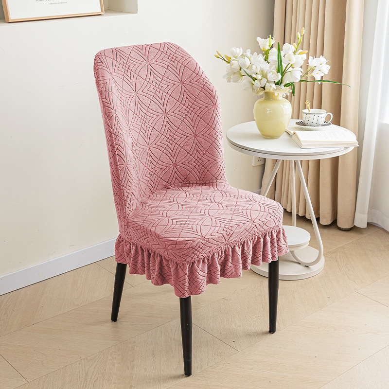 Cubierta de silla elástica curvada de forma especial cubierta de silla engrosada polar gran falda curvada respaldo integrado cuatro estaciones