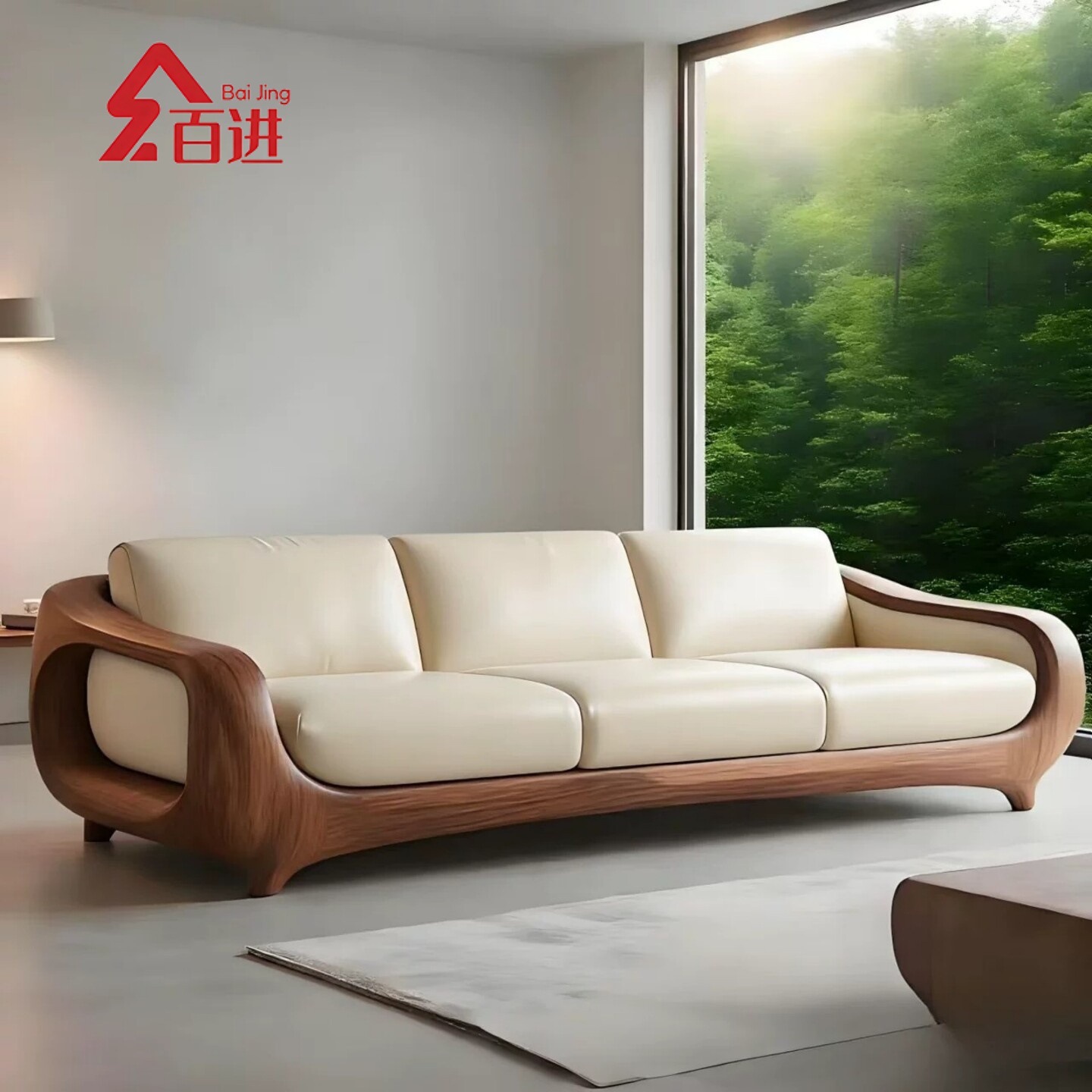 Song-style aesthetic North American black walnut high-end solid wood sofa for villa living room reception, light luxury straight-line sofa