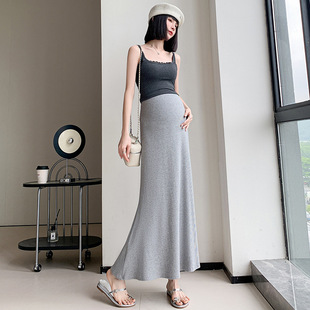 2025 Spring and Summer New Pregnant Women's Abdomen-free Skirt All-match Loose High-waist Slimming All-match Long Fishtail Skirt