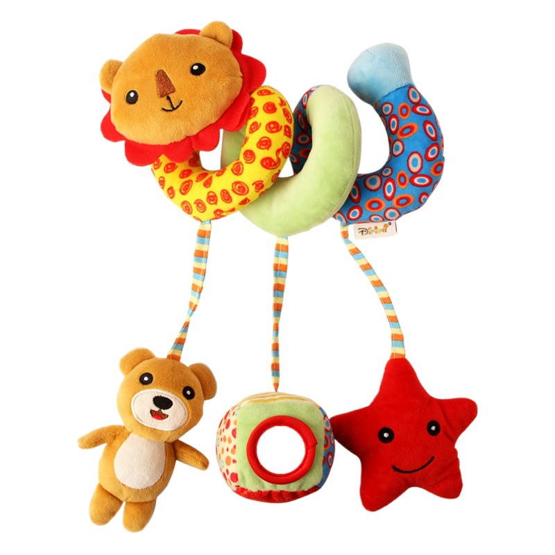 Juguete de peluche multifuncional transfronterizo con temática animal para cuna de bebé, juguete relajante para recién nacidos, juguete colgante para cuna de coche.