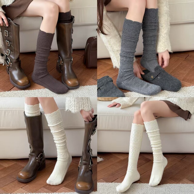 Japanese Retro Hollow-Out Faux Cashmere Calf Socks for Women, Mid-Calf Slouch Socks, Autumn and Winter Warm Socks, Paired with Long Socks and Boot Socks Japanese Retro Hollow-Out Faux Cashmere Calf Socks for Women, Mid-Calf Slouch Socks, Autumn and Winter Warm Socks, Paired with Long Socks and Boot Socks