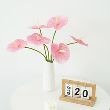 高端单支仿真红掌过胶3D打印手感火鹤掌拍照道具插花材料绿植批发