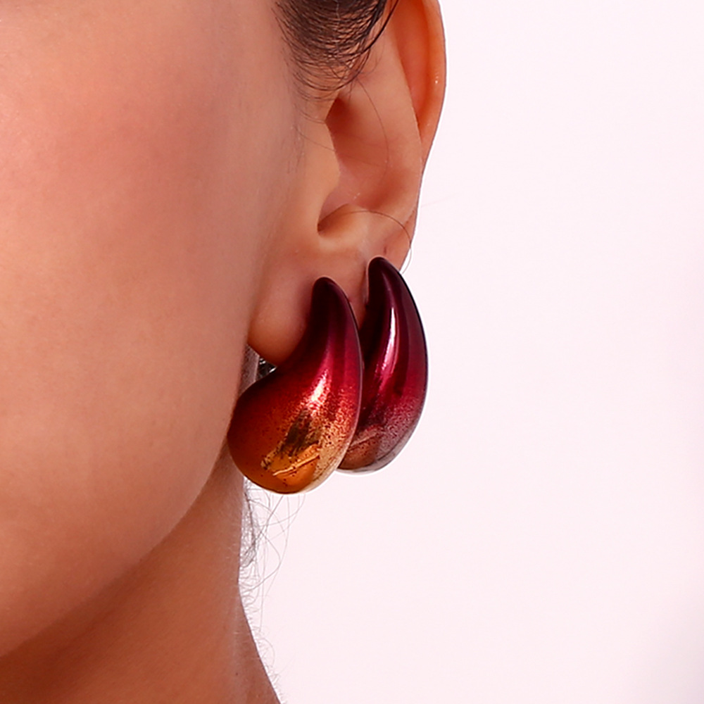 14g Weight Stainless Steel Ear Needle Material Ear Studs Classification 1 Pair Quantity Holiday, Daily Occasion Stainless Steel Material Water Droplets Pattern Women's Gender Plating Design Simple Style Style 1 Pair Simple Style Water Droplets Plating Stainless Steel Ear Studs 16