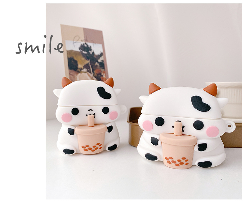 Multicolor Color Silica Gel Cows Cartoon Style Cute Fashion Earphone Cases Phone Accessories