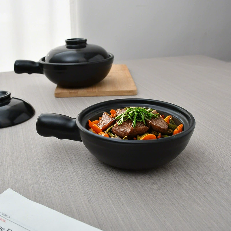 Кастрюля с ручкой, антиожоговое покрытие, золотистая, для тушёной курицы с рисом, специальная глиняная кастрюля, для коммерческого открытого пламени, высокая температура, для мелкой лапши