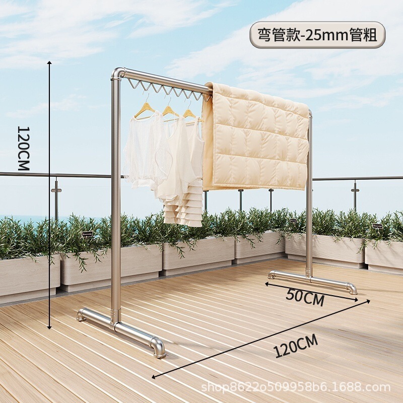 亜鉛メッキ鋼管衣類乾燥ラック床置き垂直二本ロッド屋上屋外バルコニー強力な水道管家庭用衣類ラック|undefined